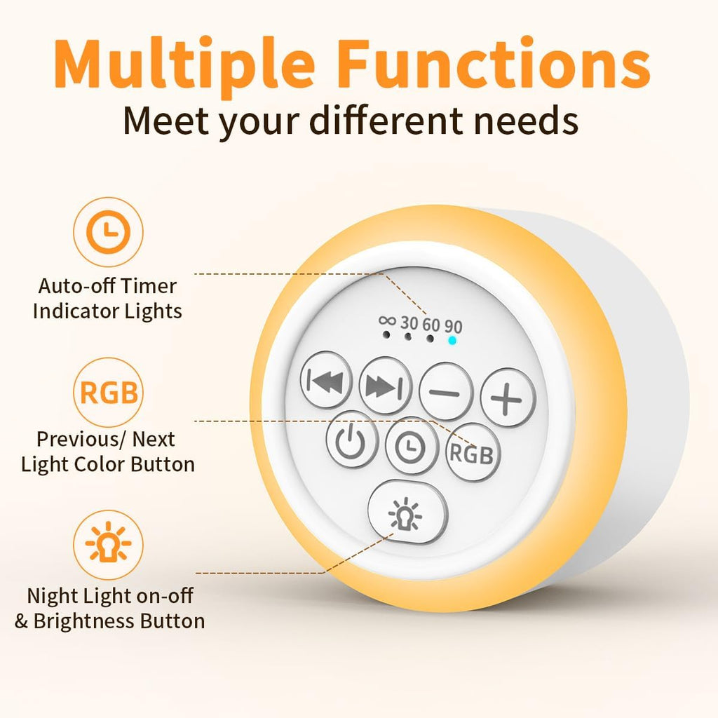 Soothing Sounds White Noise Machine Portable Sleep Machines with 30 Relaxing Sounds 12 Color Options 5 Adjustable Brightness 32 Volume…