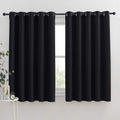 NICETOWN Bathroom Blackout Curtains and Drapes, Black Solid Thermal Insulated Grommet Blackout Drapery Panels for Window (2 Panels, 70…
