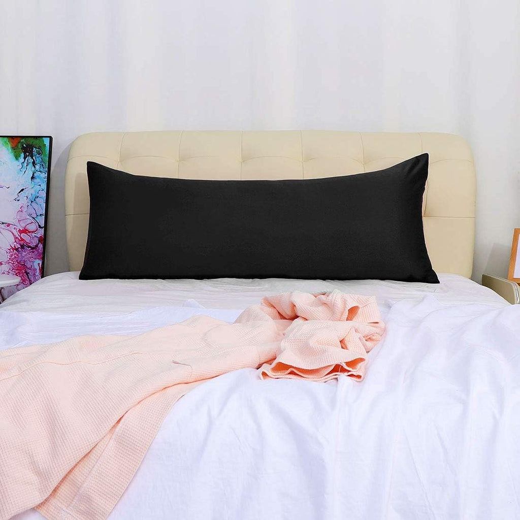 uxcell Body Pillow Cover 20x60 Inch Black Silky Satin Body Pillowcases for Hair and Skin Luxury Cooling Soft Smooth Washable