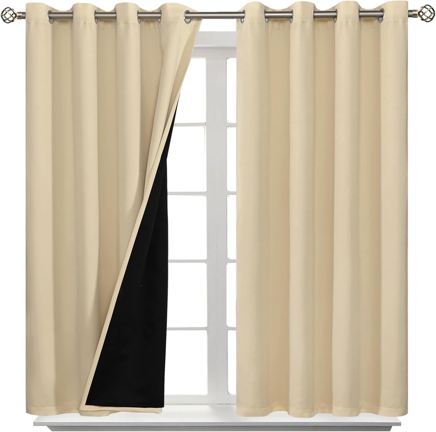 BGment Short 100% Blackout Curtains for Bedroom, Thermal Insulated Energy Efficiency Noise Reducing Grommet Curtains 54 Inch Length with Li…