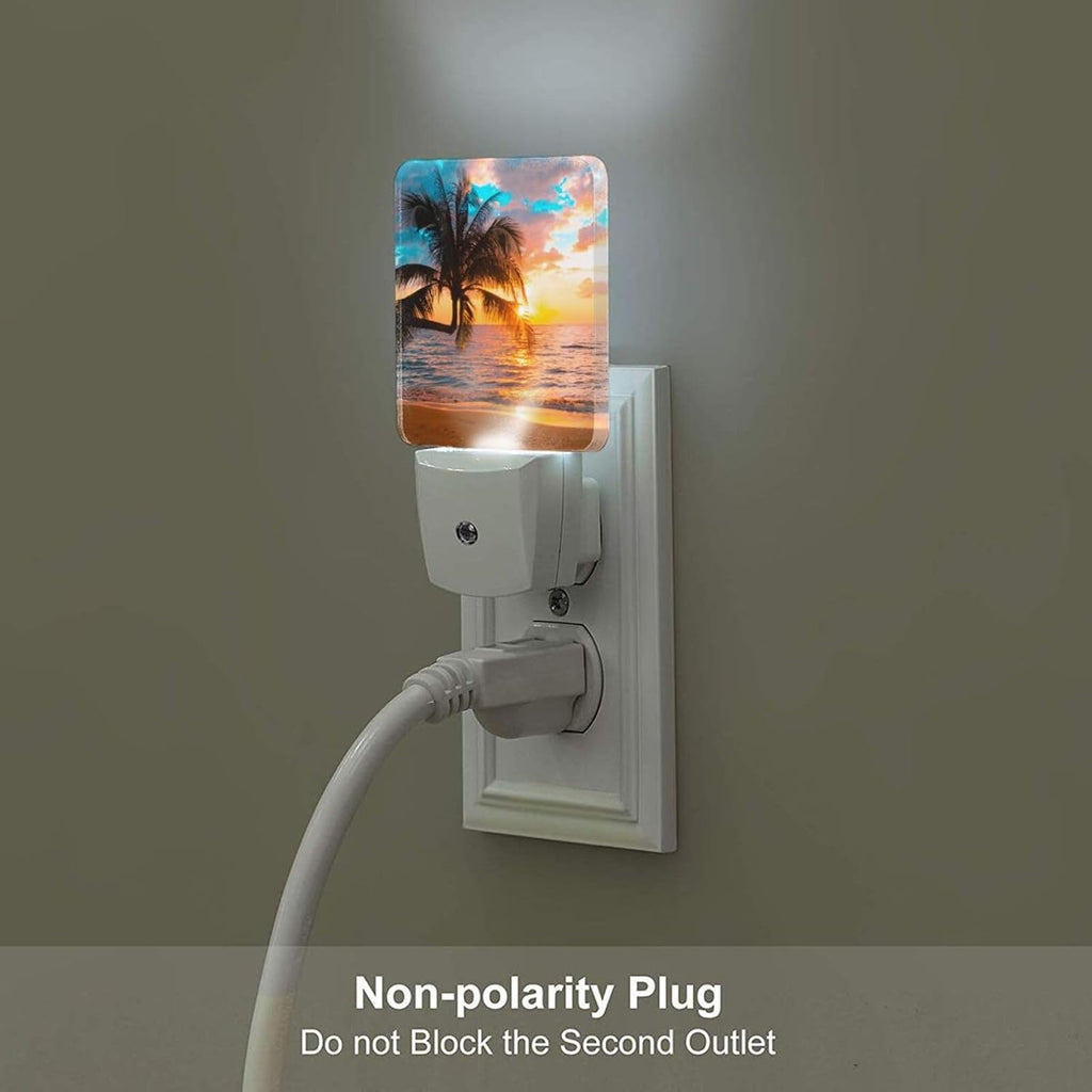 Summer Sunshine Beach Night Light, Plug Into Wall Decor for Stairway, Hallway, Kitchen, Dusk to Dawn Sensor Nightlights for…