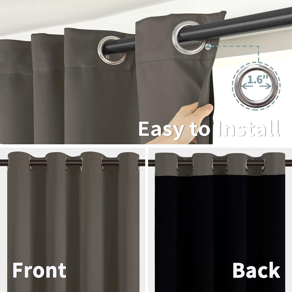 BGment Short 100% Blackout Curtains for Bedroom, Thermal Insulated Energy Efficiency Noise Reducing Grommet Curtains 45 Inch Length with Li…