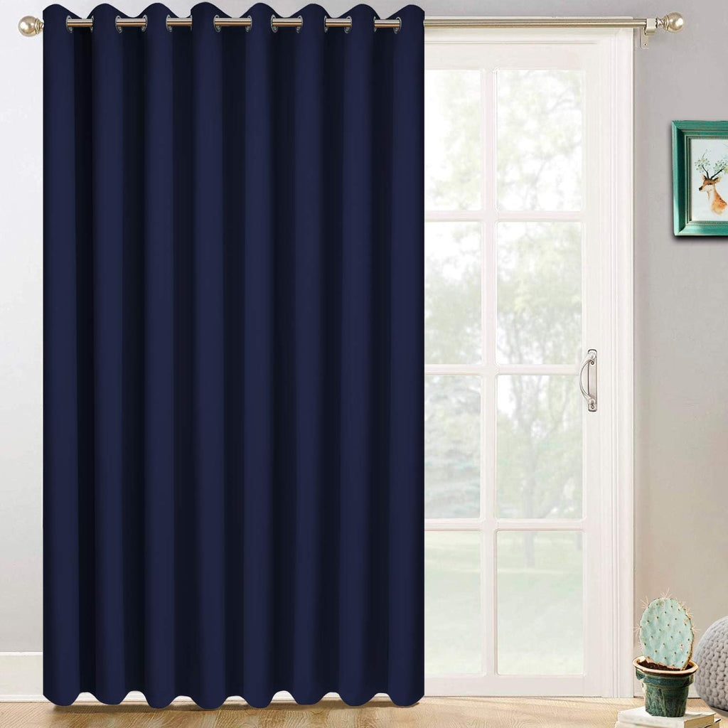 Yakamok Room Darkening Extra Wide Blackout Curtains for Living Room, Sliding Glass Door Home Blackout Curtains for Villa/Hall(Navy Blue…