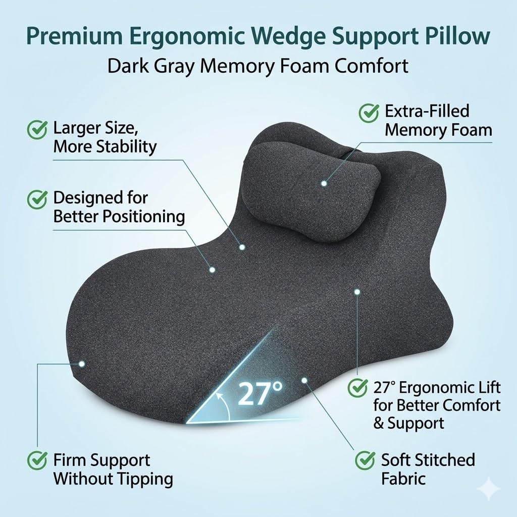MOYEE Couples Pillow – 27° Lift Sweet Spot Wedge Cushion, Rebound Memory Foam Support for Hip, Back & Neck Comfort, Comfort & Support…