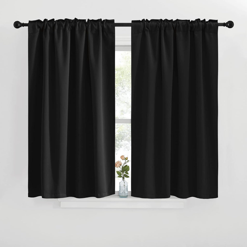 NICETOWN Halloween Short Curtains for Kitchen Window - (Black Color) W42 x L40, Double Panels, Home Decoration Light Blocking Thermal…