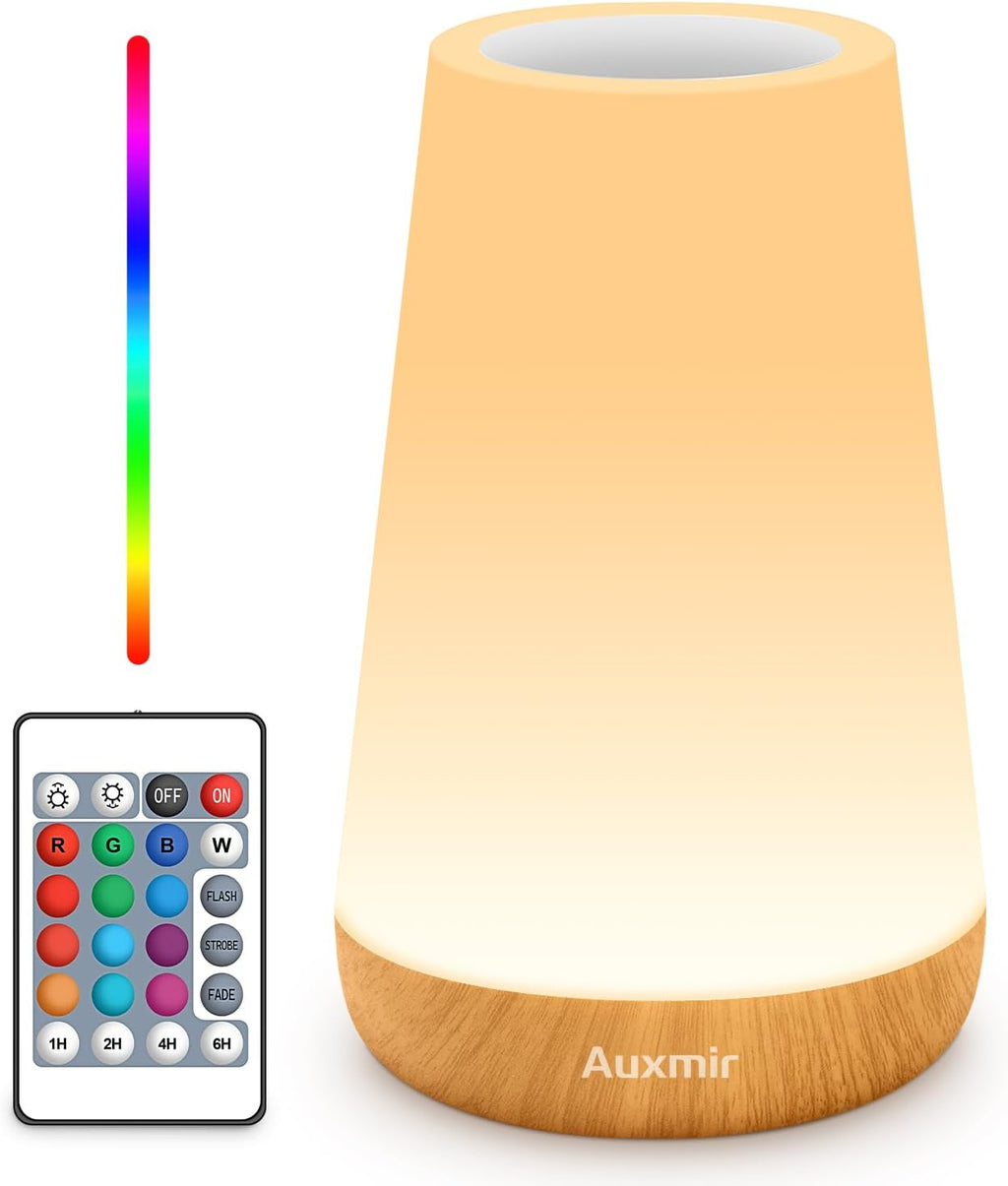 Auxmir Rechargeable LED Night Light, Touch & Remote Control Bedside Lamp with 13 Colors, 5 Brightness Levels, Portable Table Lamp for…