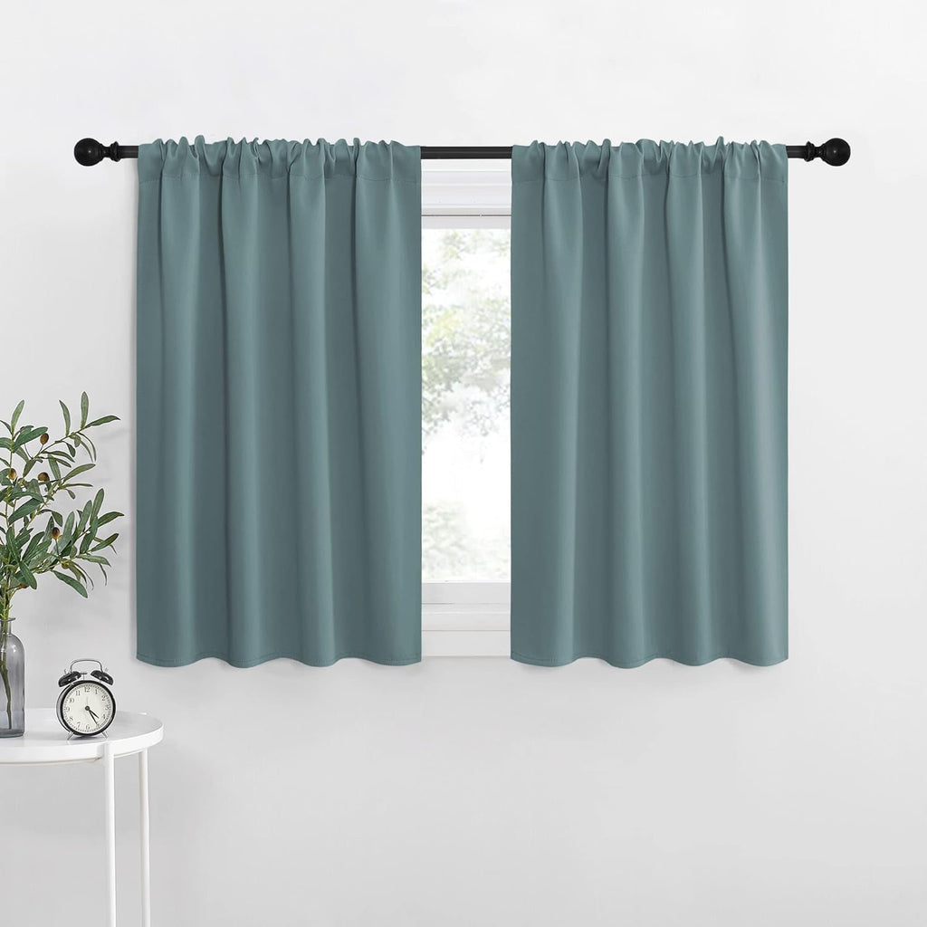 NICETOWN 2 Panels Blackout Curtains, Rod Pocket Thermal Insulated Drapes for Kitchen, Heavy Duty Small Window Treatment for Dorm Room…