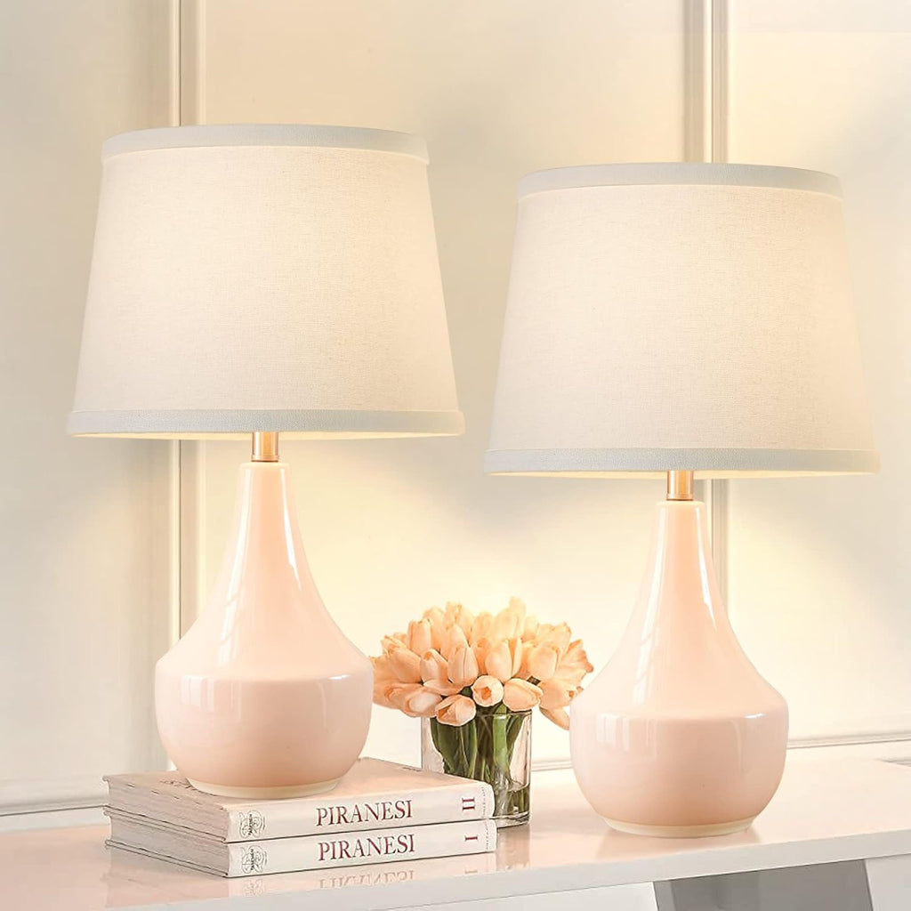 GyroVu 18" Table Lamp Set of 2, Ceramic Lamp Classic Beside Lamps Nightstand Lamp Modern Bedside Lamp for Living Room, Bedroom & Office…