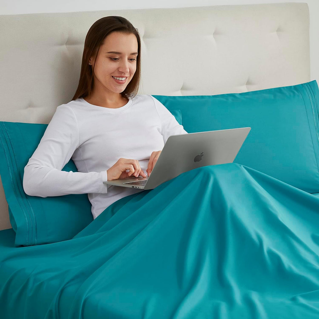 Nestl Teal Pillow Cases Queen Size Set of 2, Soft Queen Pillow Case, 1800 Microfiber Queen Pillow Cases 2, Pillowcases Queen, Envelope Clos…