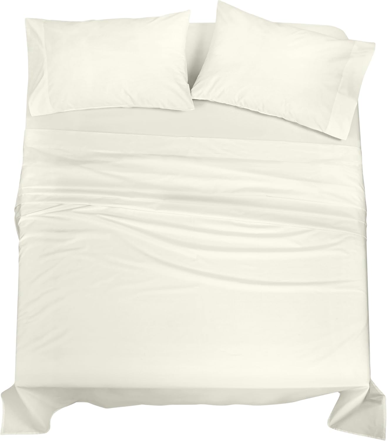 Royalelinens ROYALE LINENS 100% Organic Cotton Queen Sheet Set - Percale Weave - 4 Pieces Set - 1 Flat, 1 Deep Pocket Fitted Sheet and 2 Pi…