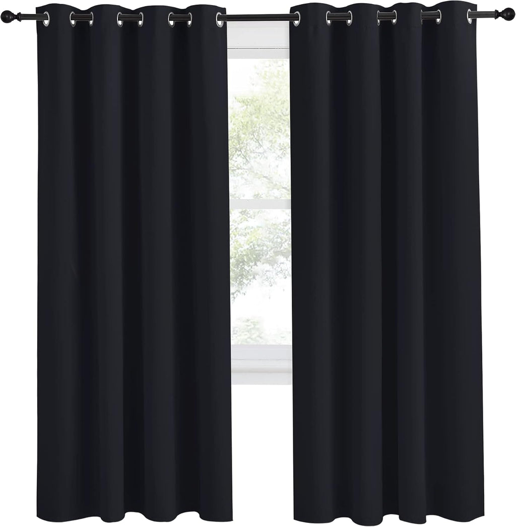 NICETOWN Black Blackout Curtain 78 inch Length, W55 x L78 Inch, 8 Grommets Top, 1 Piece, Thermal Insulated Modern Window Treatment…