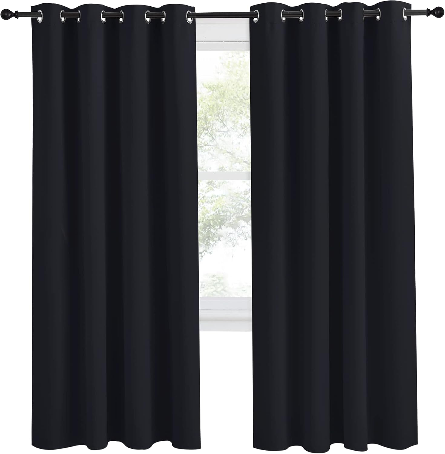 NICETOWN Black Blackout Curtain 78 inch Length, W55 x L78 Inch, 8 Grommets Top, 1 Piece, Thermal Insulated Modern Window Treatment…