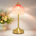 Crkwos Cordless Lotus Flower Table Lamp, 5200mAh Rechargeable Battery Operated Portable Lamp, 3-Color Dimmable Touch Control Small D…