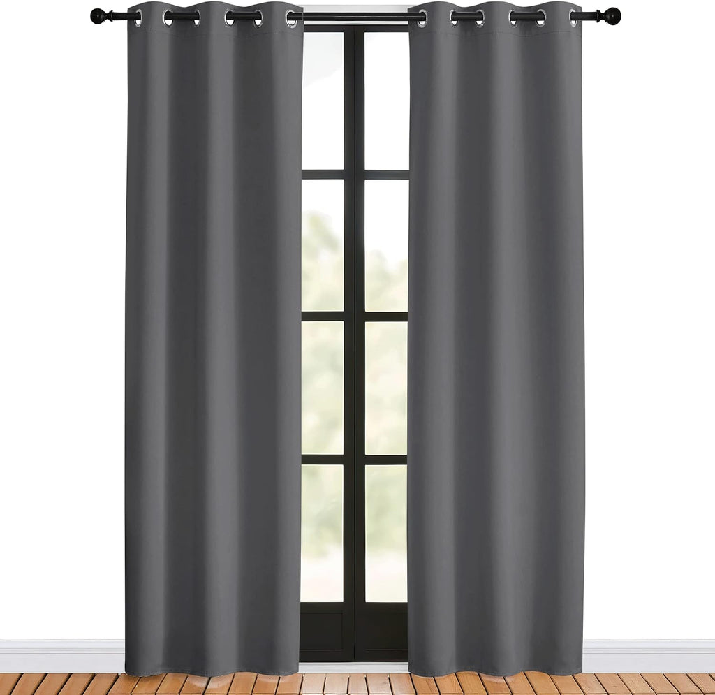 NICETOWN Blackout Window Curtains 80 inch Long, 2 Panels, 34 inch, Grey, Grommet Top Room Darkening Thermal Insulated Solid Vertical…