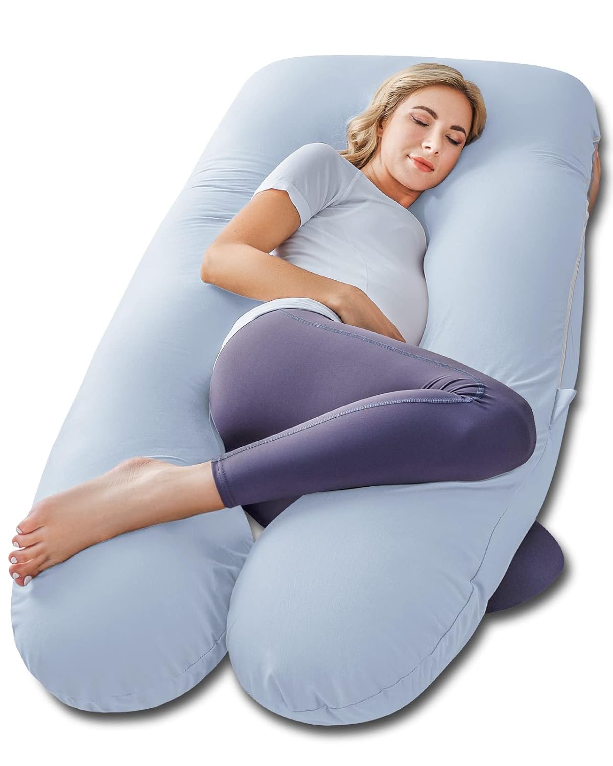 Meiz Pregnancy Pillow, Cooling Pregnancy Pillows for Sleeping, Maternity Pillow for Pregnant Women, Pregnancy Body Pillow with Cooling Jers…