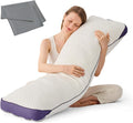 Homelab Adjustable Shredded Memory Foam Body Pillow Bundle with Gray Mulberry Silk Pillowcase, Cooling Long Pillow Full Support for Side Sl…