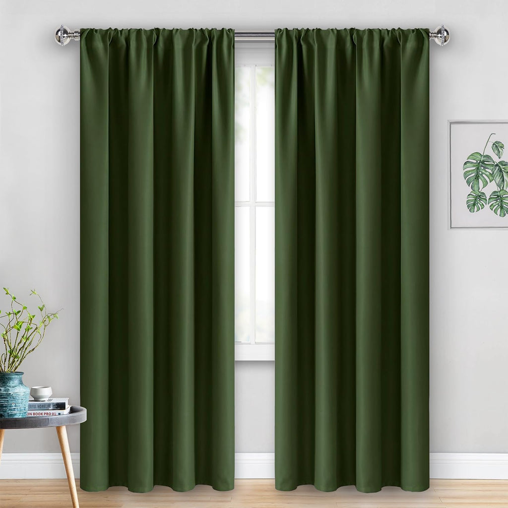 Jiuzhen Christmas Blackout Curtains for Bedroom - Thermal Insulated Room Darkening Rod Pocket Curtains for Living Room, Set of 2 Panels wit…