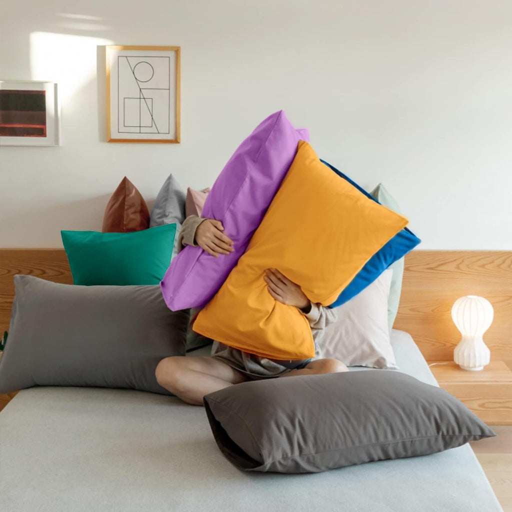 FLXXIE Pillow Cases Queen, Soft Microfiber Pillow Covers with Envelope Closure, Wrinkle Resistant Pillowcases, 2 Piece Set, 20x30, Ginger…