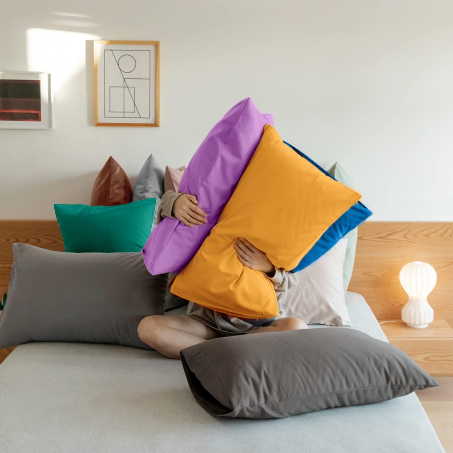 FLXXIE Pillow Cases Queen, Soft Microfiber Pillow Covers with Envelope Closure, Wrinkle Resistant Pillowcases, 2 Piece Set, 20x30, Ginger…