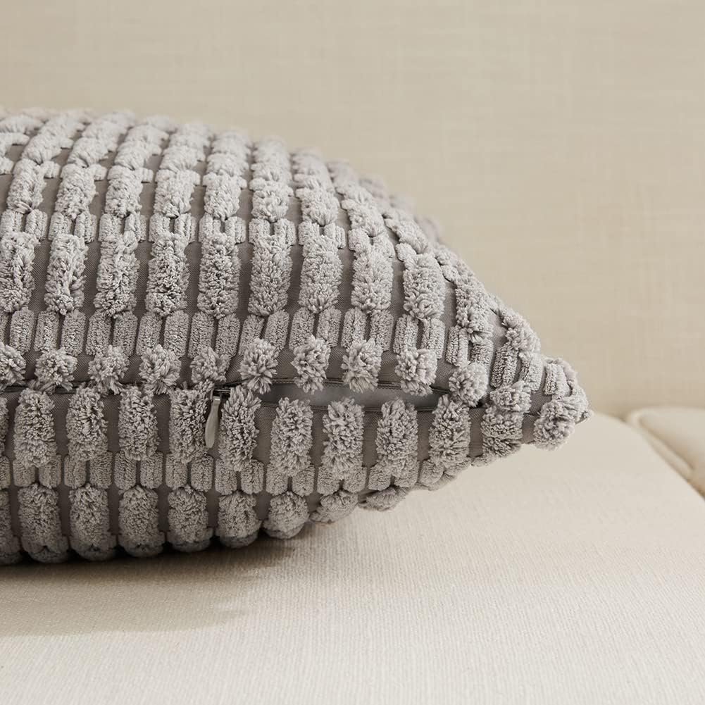 Fancy Homi Decorative Throw Pillow Covers for Bed Couch Bedroom Bench, Soft Corduroy Solid Pillow Case, Rustic Farmhouse Boho Room…