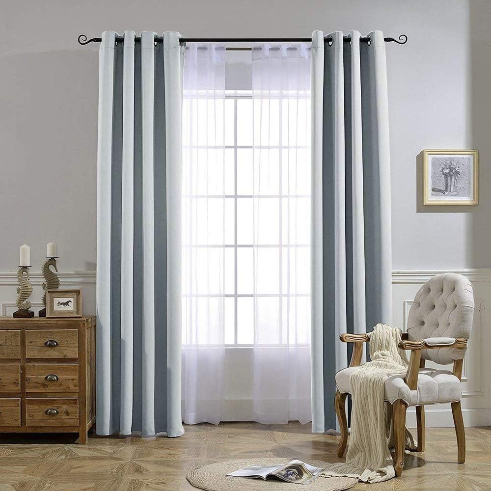 Nicetown Room Darkening Curtain Panels - Home Fashion Ring Top Thermal Insulated Room Darkening Curtains for Bedroom/Nursery (Greyish White…