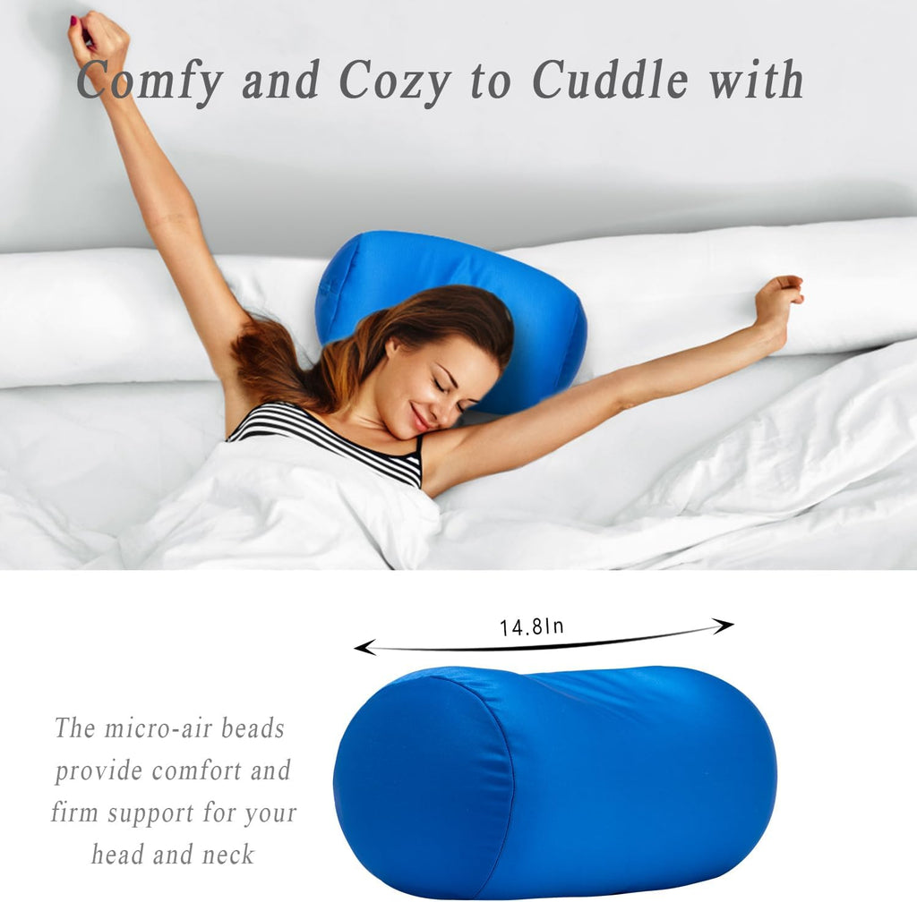 Microbead Neck Body Pillow Tube Microbead Bolster Bean Smooth Cool Pillow Neck Cervical Roll Pillow for Sleeping 7 x 12Inch Throw Travel…