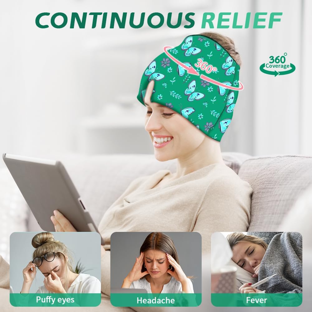 Conbella Migraine Relief Cap, Soothing Headache Ice Face Mask Products, Hot and Cold relaxation, Migraine Headache Relief Cap for…