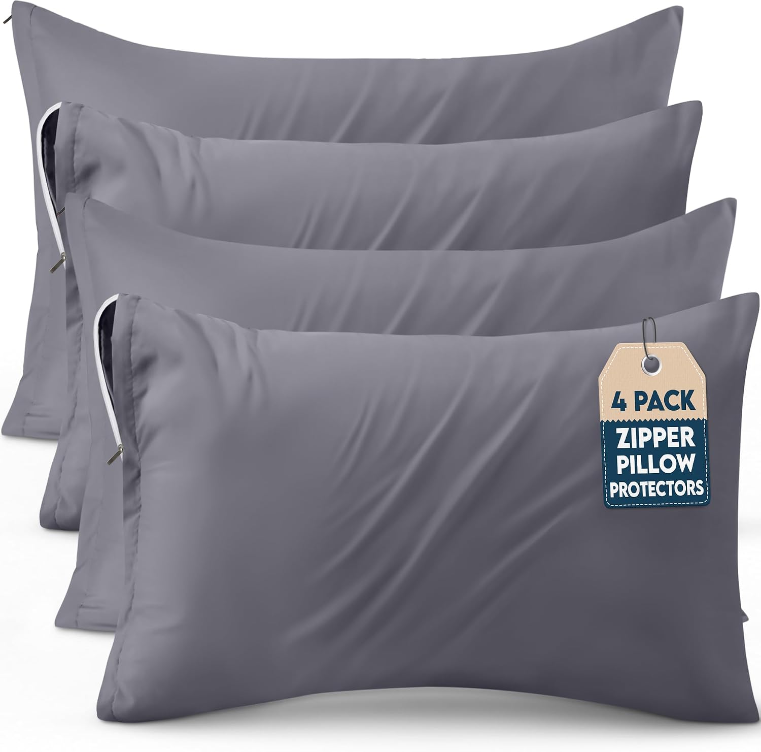 Utopiabedding Utopia Bedding 4 Pack Pillow Protectors with Zipper King Size, Soft Brushed Microfiber Fabric Pillow Cases, Shrinkage and Fad…