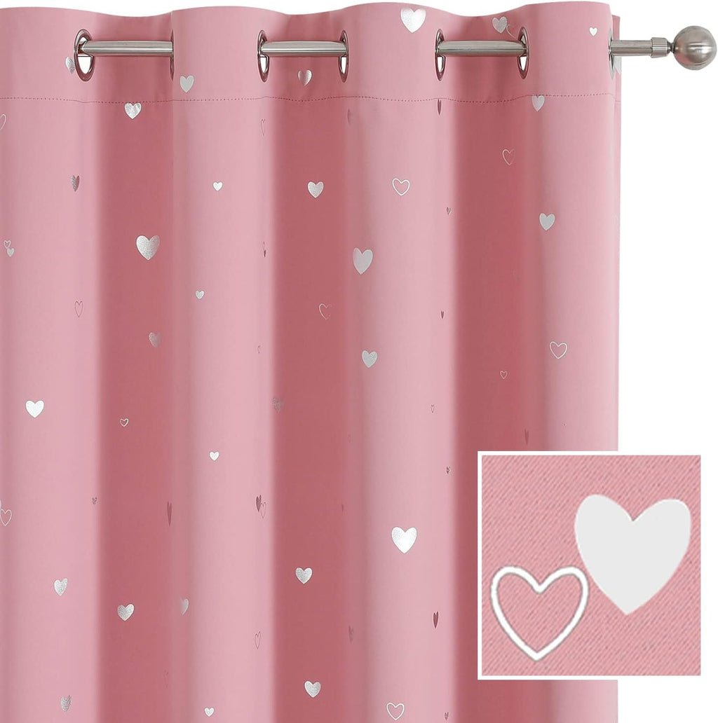 Smileweaver SMILE WEAVER Pink Kids Curtains for Girls Bedroom Silver Print Window Drapes Soft Thick Thermal Insulated Window Treatment Grom…