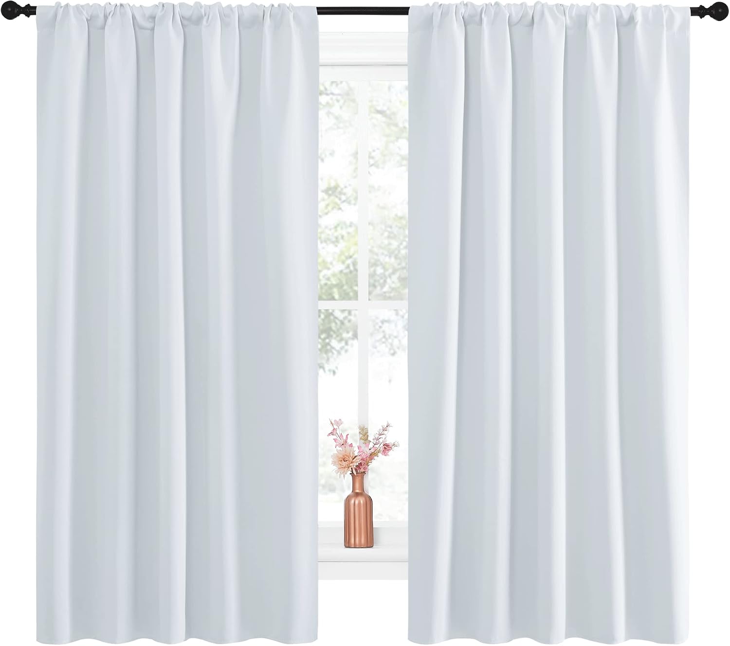 NICETOWN Greyish White Bedroom Curtain Panels - Multi-Function Noise Reducing Performance Window Treatment Thermal Insulated Room…