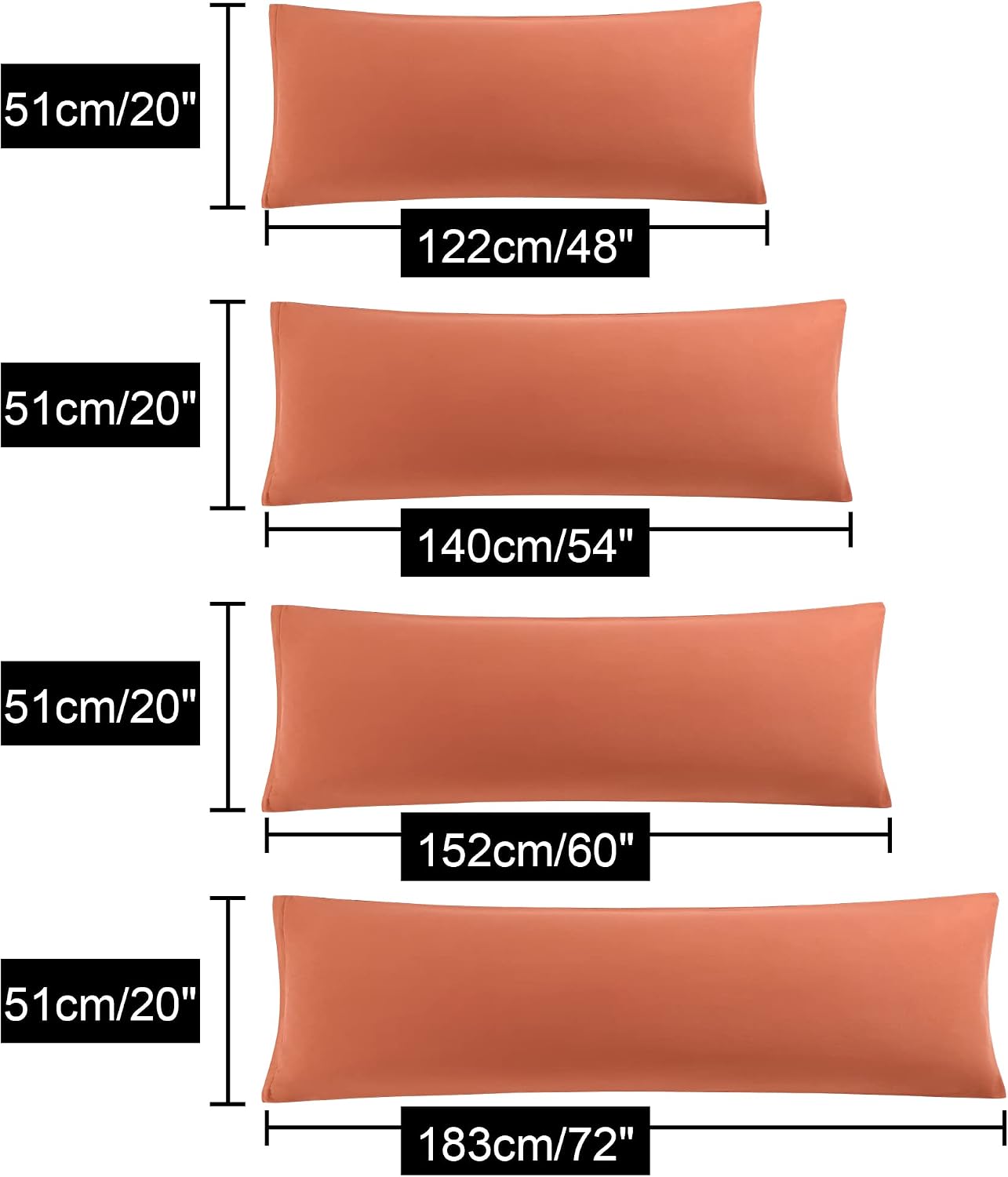 uxcell Soft Microfiber Body Pillow Cover with Zipper Closure, Long Pillow Cases for Body Pillows Weave for 90 GSM Polyester, Orange Body (2…