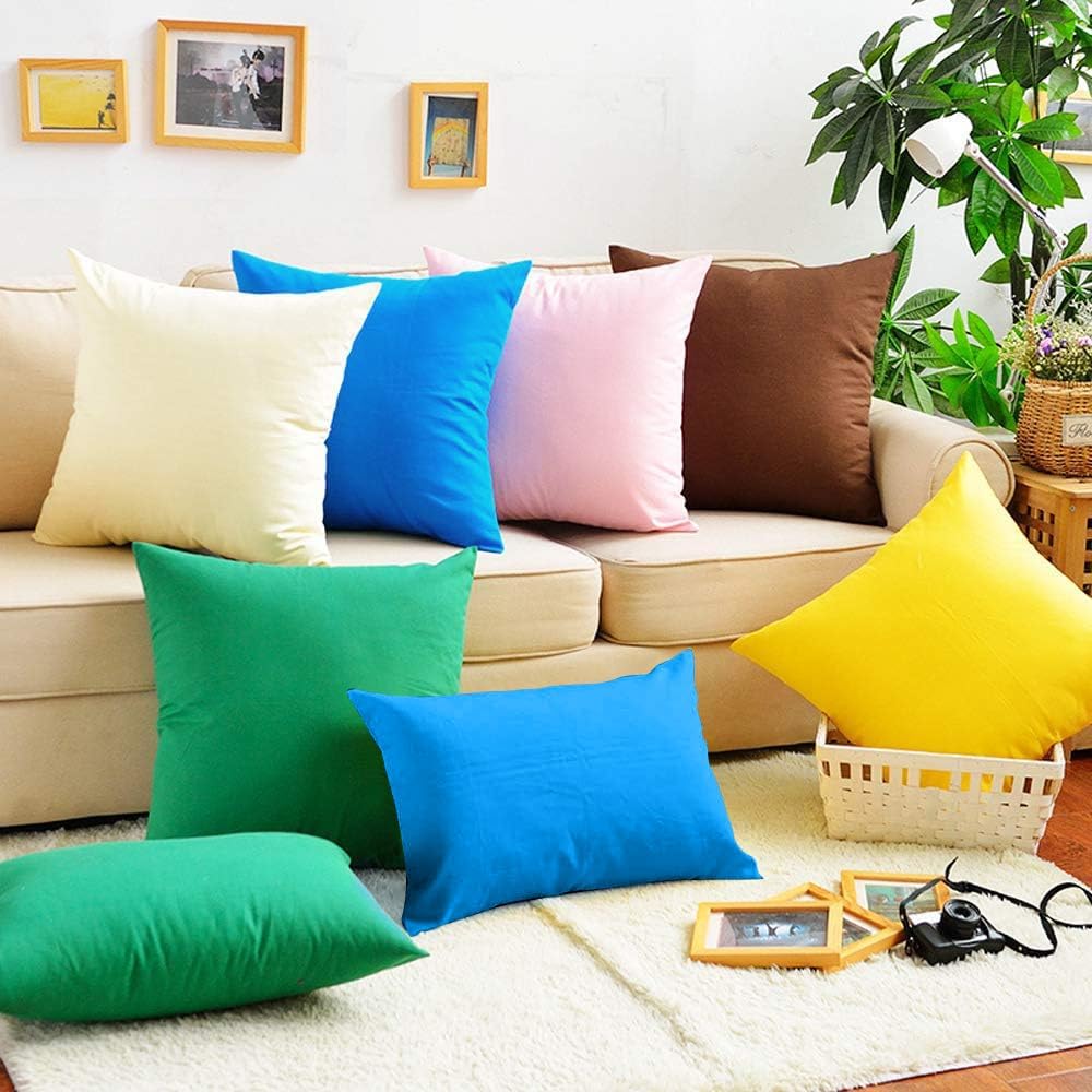 Thmyo 4-Pack 100% Cotton Comfortable Solid Decorative Throw Pillow Case, Thmyo Square Cushion Cover Pillowcase Sublimation Blank Pillow Cove…