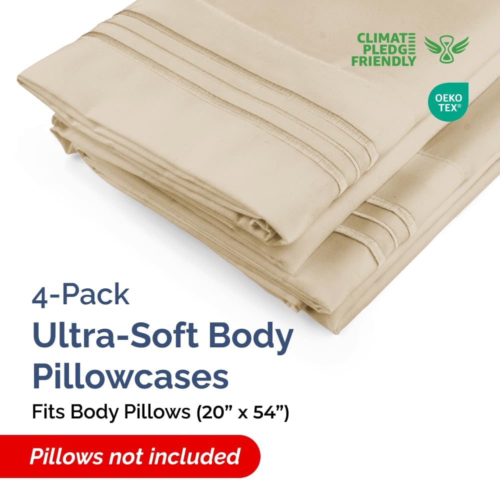 Body Pillowcases Set of 4-20x54 Long Body Pillow Case - Soft Body Pillow Cover for Sleeping & Side Sleepers - Comfy, Cozy Breathable &…
