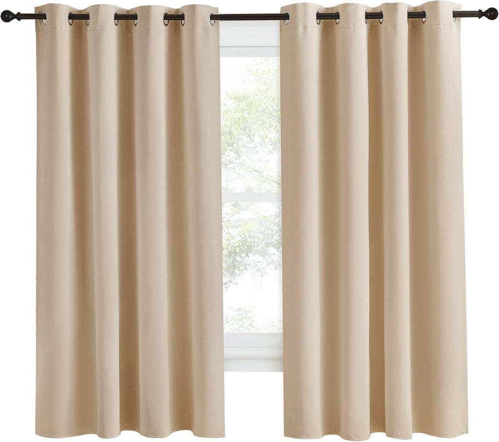 NICETOWN Room Darkening Biscotti Beige Curtain, 55x68 inches, 1 Piece, Modern Design Light Reducing & Privacy Protection Short Window…