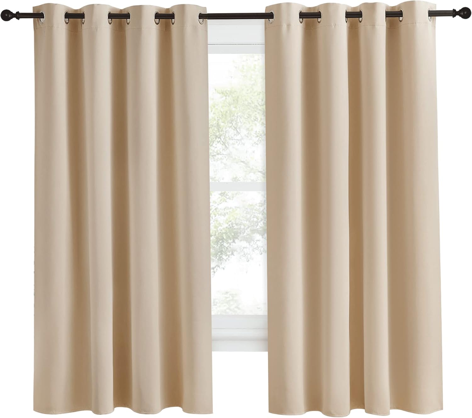 NICETOWN Room Darkening Biscotti Beige Curtain, 55x68 inches, 1 Piece, Modern Design Light Reducing & Privacy Protection Short Window…