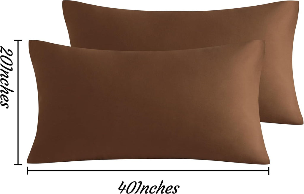 Ntbay King Pillow Cases Set of 2, 2 Pack Brushed Microfiber 20x40 Pillow Cases, Soft, Wrinkle, Fade, Stain Resistant Brown Pillow Cases wit…