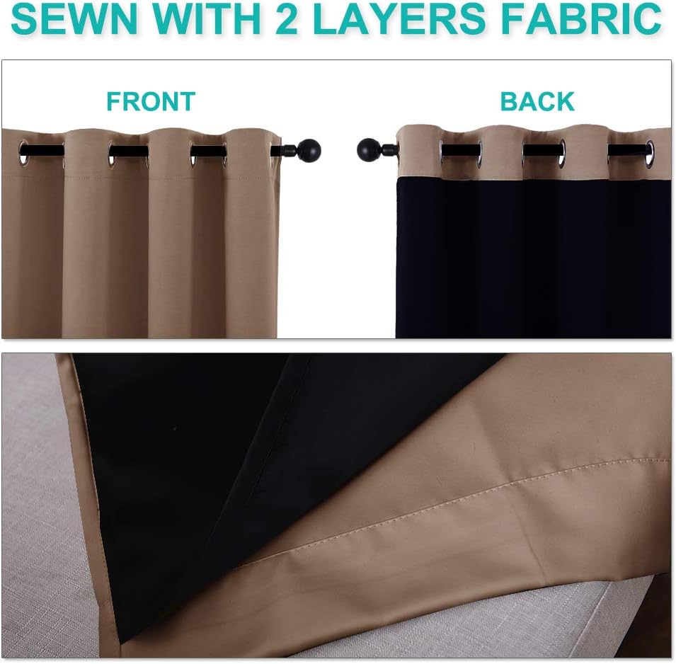 Nicetown Extra Long Truly Blackout Drapes for Hall and Villa, 100% Blackout Window Curtain Panels with Black Lined for Night Shift Worker,…