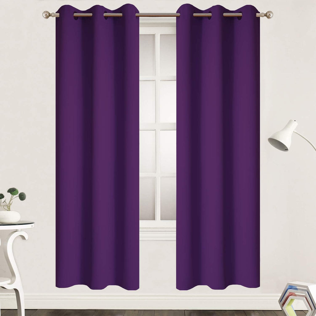 Yakamok Blackout Curtains Room Darkening Thermal Insulated Grommet top Window Curtains for Living Room, 38 x 72 Inch, Purple, Set of 2