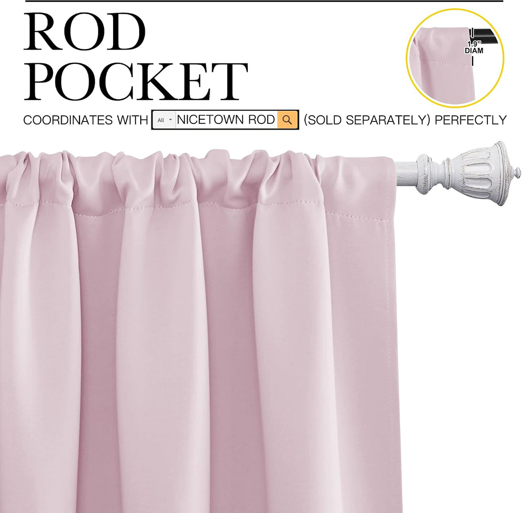 NICETOWN Blackout Curtains for Girls Room - Nursery Essential Thermal Insulated Solid Rod Pocket Top Blackout Drapes (Lavender Pink=Light…