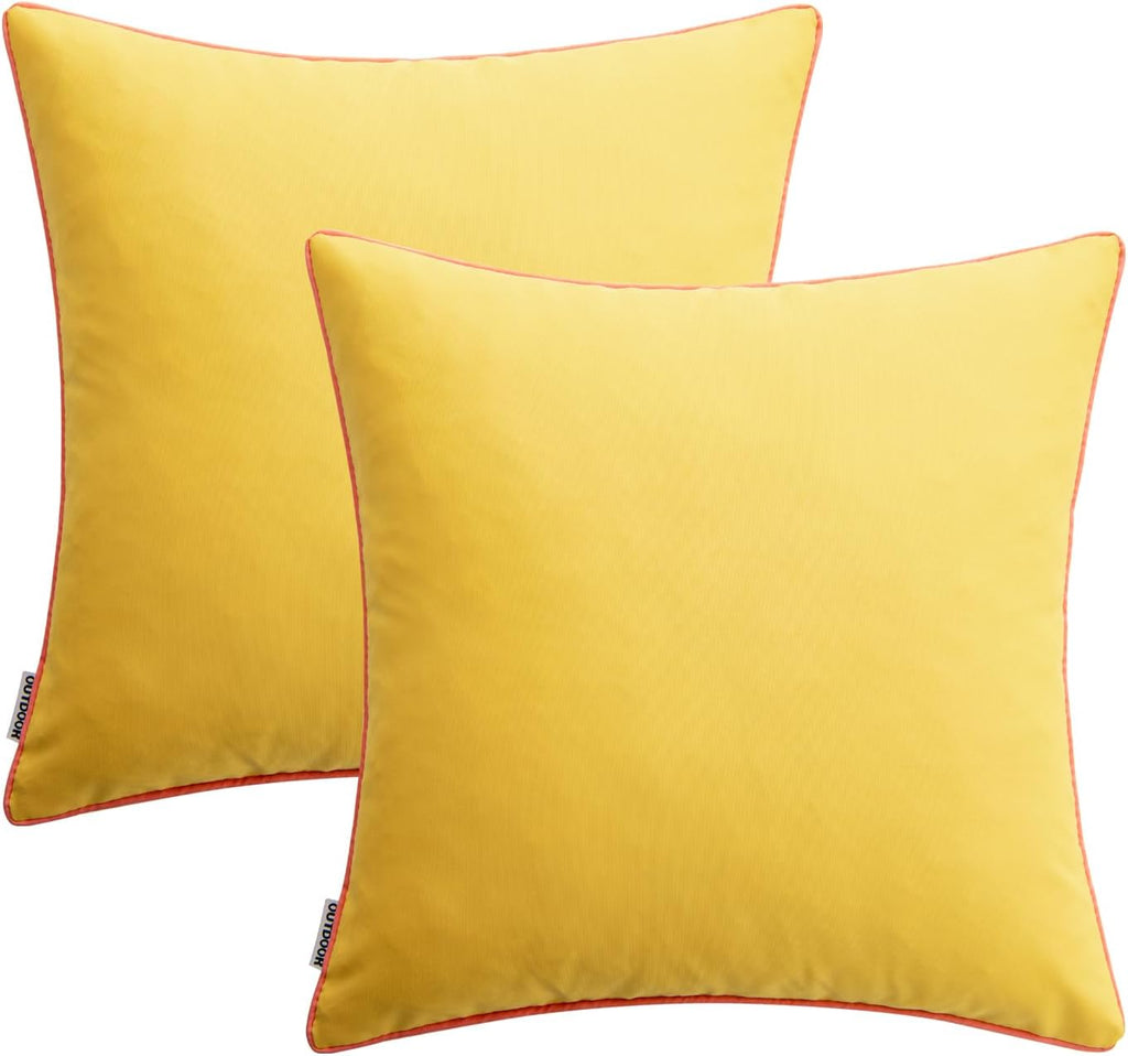 MIULEE Pack of 2 Outdoor Waterproof Throw Pillow Covers Decorative Outdoor Pillowcases Piping Edge Water Resistant Cushion Covers for…