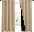 Nicetown Bedroom Full Blackout Curtain Panels, Super Thick Insulated Window Covers, Complete Blackout Draperies with Black Liner for Short…