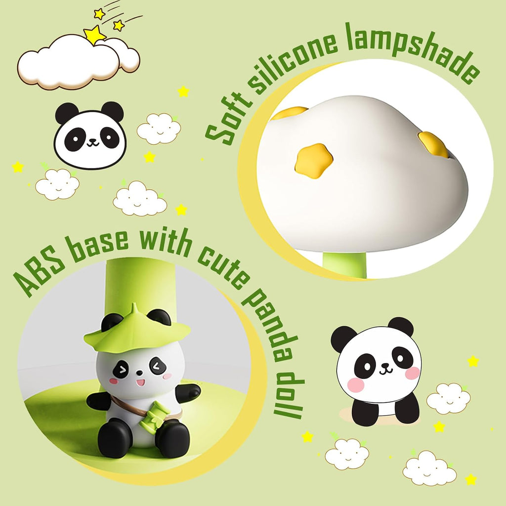 Cloud and Panda Rechargeable Night Light, Safe Soft Silicone Material, 3 Brightness Levels, Tap Control, Warm Light, Toddler Sleeping…