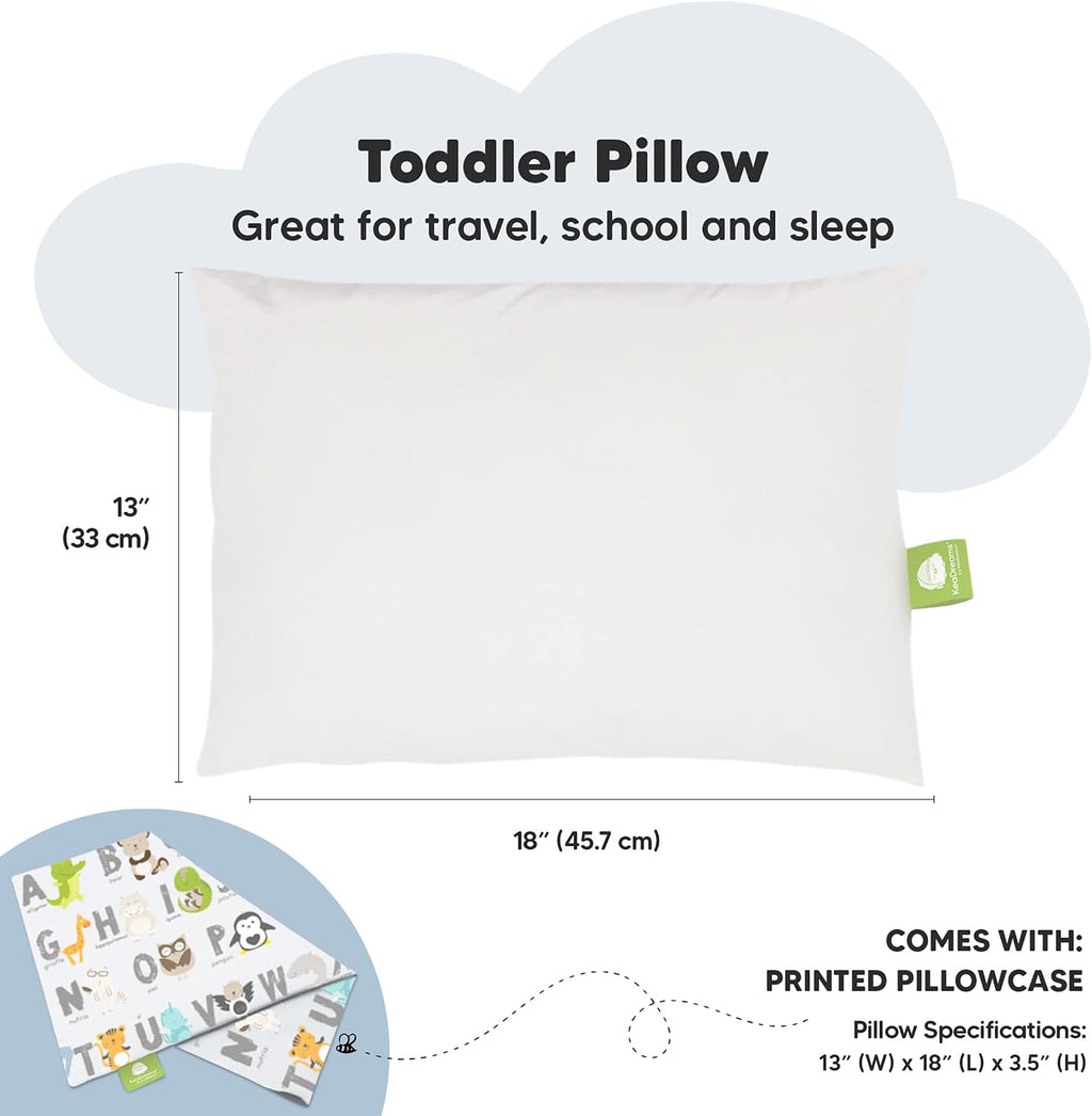 Toddler Pillow with Pillowcase - 13x18 My Little Dreamy Kids Travel Bed Pillows for Sleeping, Organic Cotton Small Pillowcase, Soft &…