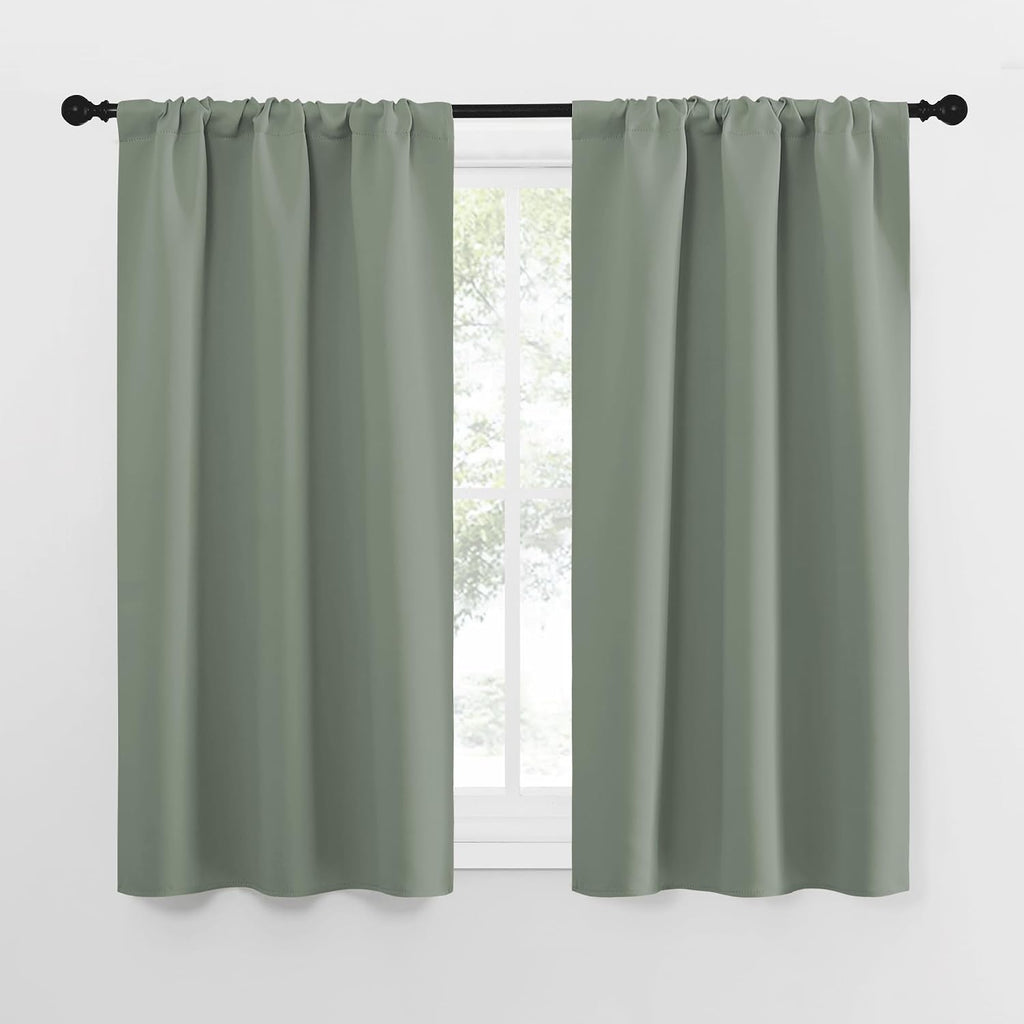 NICETOWN Window Curtains Blackout Drapes - Thermal Insulated Solid Rod Pocket Blackout Curtains/Draperies for Living Room (Sage Green…