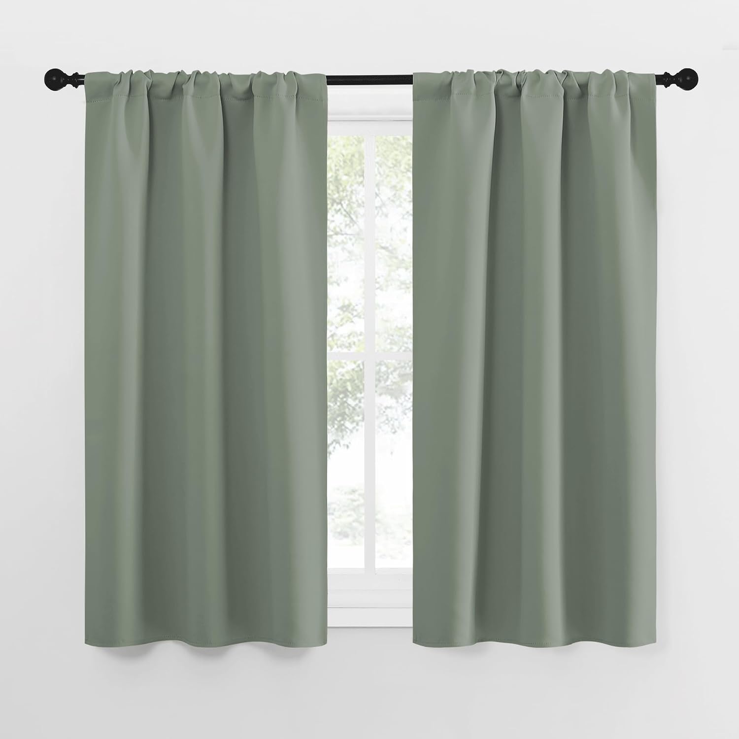 NICETOWN Window Curtains Blackout Drapes - Thermal Insulated Solid Rod Pocket Blackout Curtains/Draperies for Living Room (Sage Green…