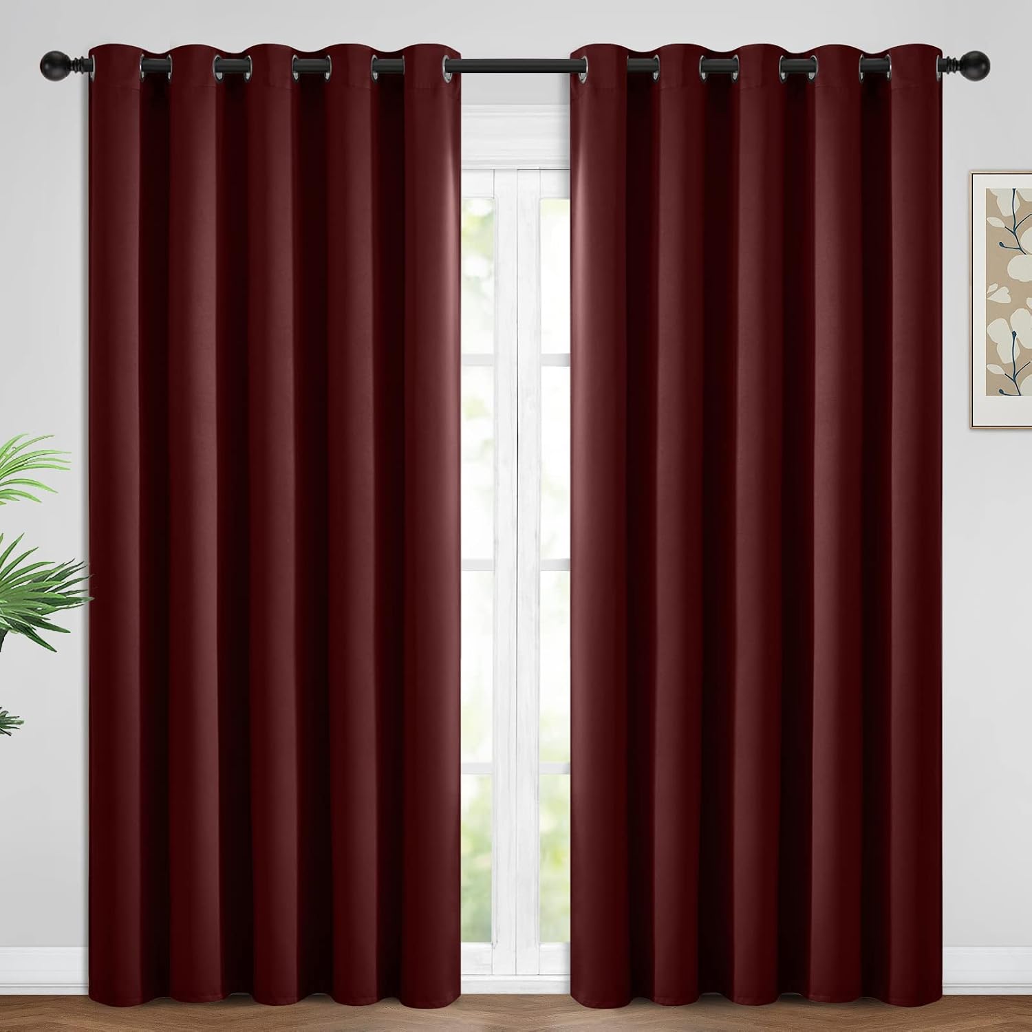Yakamok Blackout Curtains Room Darkening Thermal Insulated Window Panels, Solid Grommet Top Drapes for Bedroom/Living Room(62Wx84L…