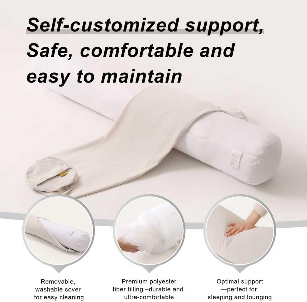 Body Pillow for Adults, Long Round Pillow, Big Cylindrical Pillow, Large Full Bolster Pillows for Side Sleepers (Misty White, 47.24"*7.87")