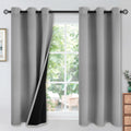 YoungsTex 100% Blackout Curtains Thermal Insulated Grommet Top Total Blackout Window Curtains for Bedroom with Black Back, 2 Panels, Light…