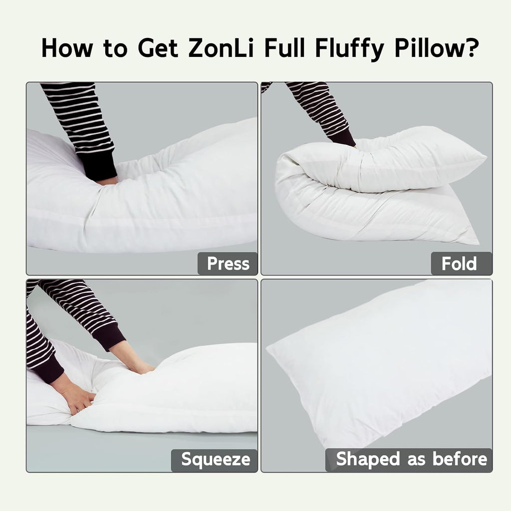 Zonli Fluffy Body Pillow, Full Body Pillows for Adults, Long Pillow for Sleeping with Removable Cover and Adjustable Filling for Side Sleep…