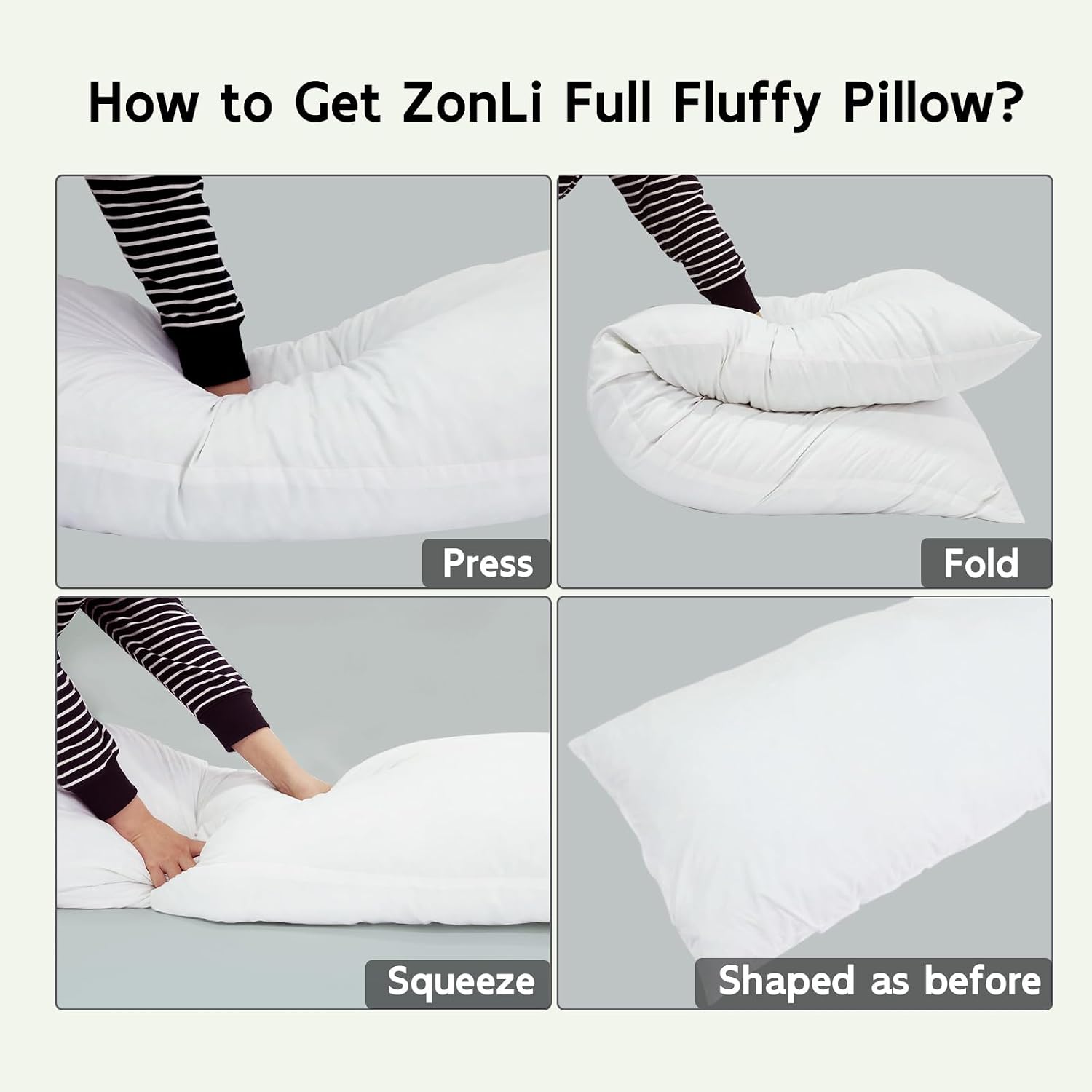 Zonli Fluffy Body Pillow, Full Body Pillows for Adults, Long Pillow for Sleeping with Removable Cover and Adjustable Filling for Side Sleep…